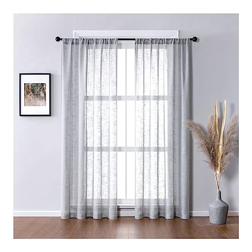 Mesnt Vorhänge Transparent Grau, Polyester Atmungsaktiver, transparenter Netzvorhang, halbtransparent, Grau, H115 x B96 cm von Mesnt