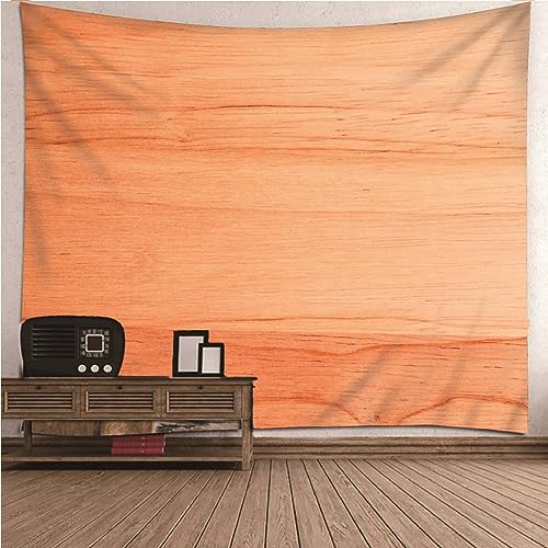 Mesnt Wandteppich Aesthetic, Polyester Wandteppich mit Holzmaserung Wohnzimmer Schlafzimmer Picknickdecke Teppich Yogamatte Wanddeko, Orange, 260 x 240 cm von Mesnt