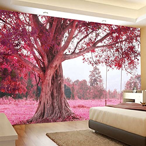 Mesnt Wandteppich Wald 230x180, Wandteppiche mit Baum Wandbehang, für Schlafzimmer, Wohnzimmer Rosa von Mesnt