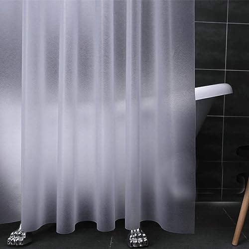 Mesnt Wasserdichter Duschvorhang, 80x180cm Duschvorhänge für Badezimmer mit C-Ringe aus Eva Halbtransparente, Matte Textur, Transparent von Mesnt