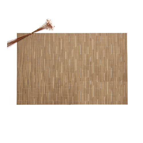Tischset Rechteckig Leder, 2er-Set Weben Streifen Strukturiertes Rechteck Platzsets für küche Speisetisch Hotel, Platz-Matten, 45x30cm, Hellbraun von Mesnt