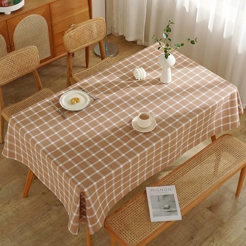 Tischtücher Hochzeit, Baumwolle Leinen Kariert Tischtuch Fleckenschutz, Olivenkaffee, Olivenkaffee, 140 x 260 cm Tischtücher Hochzeit, Baumwolle Leinen Kariert Tischtuch Fleckenschutz, Olivenkaffee, Olivenkaffee, 140 x 260 cm von Mesnt