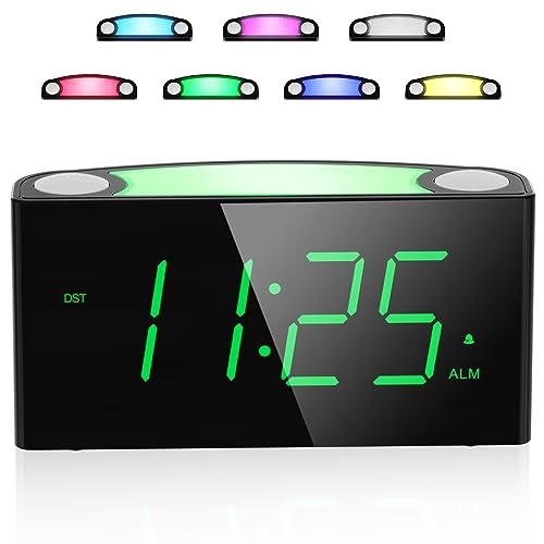 Mesqool Nachtlicht Wecker, Reisewecker, Lauter Alarm Plug-in-Uhr, 7” Digital LED-Anzeige, USB & Typ C Anschluss, Helligkeitsregler & Alarm Lautstärke Regelbar, 12/24 H, Snooze von Mesqool