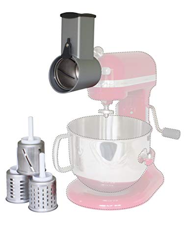 MESSERSCHMIDT Gemüseschneider KitchenAid Metall MVSA mit Zusatztrommeln Set EMVSC, 6 Reibe-Trommeln aus Edel-Stahl von Messerschmidt Getreidemühlen