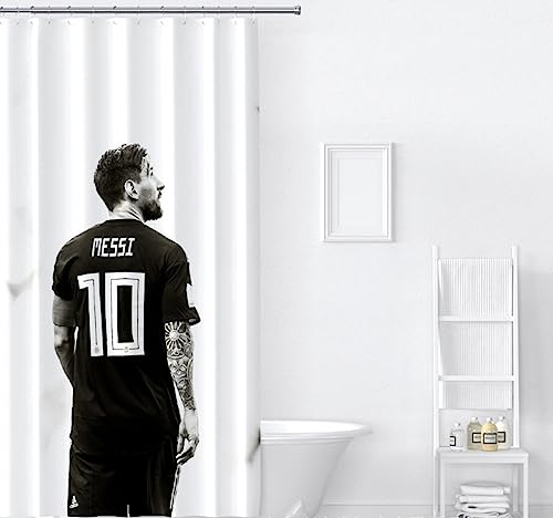 Messi Rücken Duschvorhang,Wasserdicht Schimmel beschwert schnell trocknend Vorhang,Waschbar Bad dekorative Partition Vorhang mit 12 Haken von Messi