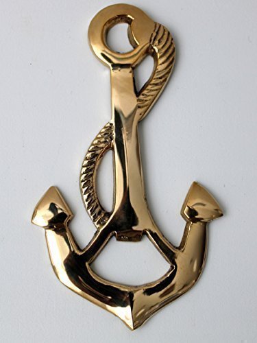 Flaschenöffner Anker Messing poliert 12,5cm maritim dekorativ von Messing und Nautika