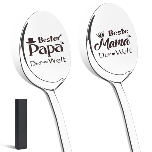 Geschenke für Mama Papa, 2 Stück Kaffee Löffel Mit Gravur - Beste Mama und Papa Der Welt, Mama Papa Geschenk zum Muttertagsgeschenk Vatertagsgeschenke von MestectPET