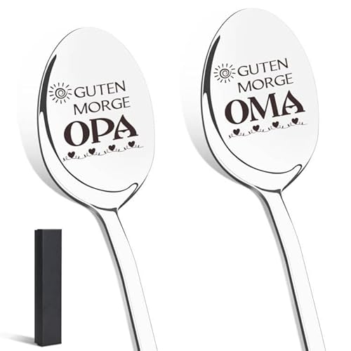 Oma und Opa Geschenke, 2 Stück Kaffeelöffel mit Gravur für Beste Oma und Opa zum Geburtstag, Geburtstagsgeschenk für Oma Opa, Löffel Personalisiert für Großeltern von MestectPET