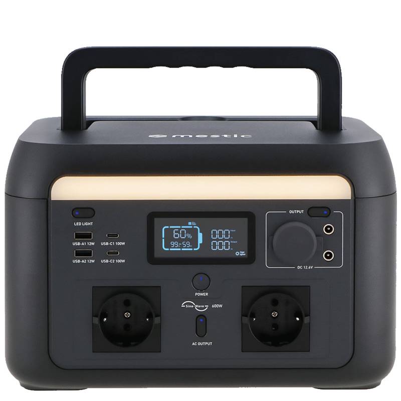 MESTIC Tragbare Powerstation MPS-600 Camping Solar Generator LiFePO4 600W 512Wh von Mestic