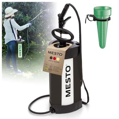 MESTO PICO Black Edition Drucksprühgerät 5L Set inkl. MESTO Regenmesser | Drucksprüher 3 Bar | Drucksprühflasche Haus & Garten | Pumpsprühflasche für Pflanzen | Unkrautvernichter & Pflanzenschutz von Mesto