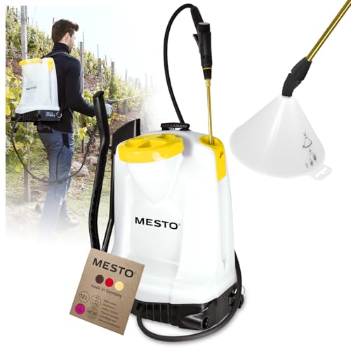 MESTO RS125 Rückenspritze 12 L Set inkl. Spritzschirm | Gartenspritze mit 6 bar Druck | Unkrautspritze Garten | mit ergonomischen Abstellventil & Kontrollmanometer | FPM-Dichtungen | Rückensprühgerät von Mesto