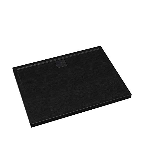 Sellon24® Duschwanne Duschtasse Schwarz Flach Duschplatte Duschboard Duschbecken Atira (90x120x5) von Mestrii