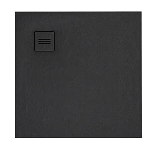 Sellon24® Duschwanne Duschtasse Superflach Acrylwanne Ablaufgarnitur Rutschfest schwarz Bau-Höhe 3,5 cm (100x100x3,5) von Mestrii