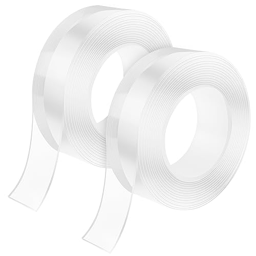 Mesybveo 2 Stücke Doppelseitiges Klebeband Extra Stark, 3m Transparent nano Spurloses Waschbares Klebeband, Wiederverwendbares Nano Tape, Nanoband Ablösbares, für Teppich, Haus, Bürozimmer von Mesybveo