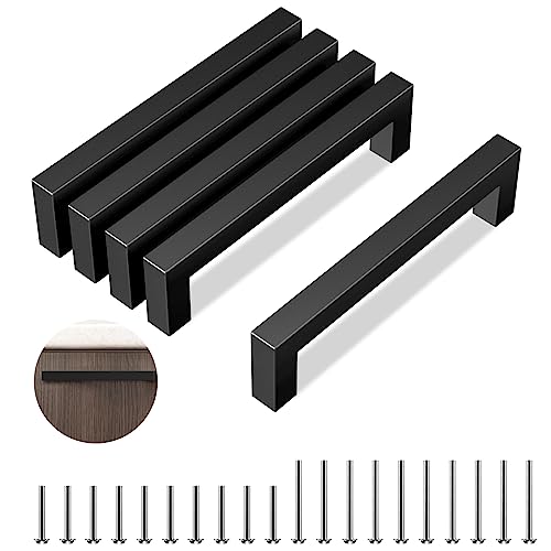 Mesybveo 5 Stück Edelstahl Möbelgriffe Schwarz, Griffe für Küchenschränke Schwarz 128mm lochabstand, küchengriffe schwarz mit 20 Schrauben, Dauerhaft Türgriffe Schwarze für Möbel, Küche, Schubladen Mesybveo 5 Stück Edelstahl Möbelgriffe Schwarz, Griffe für Küchenschränke Schwarz 128mm lochabstand, küchengriffe schwarz mit 20 Schrauben, Dauerhaft Türgriffe Schwarze für Möbel, Küche, Schubladen von Mesybveo