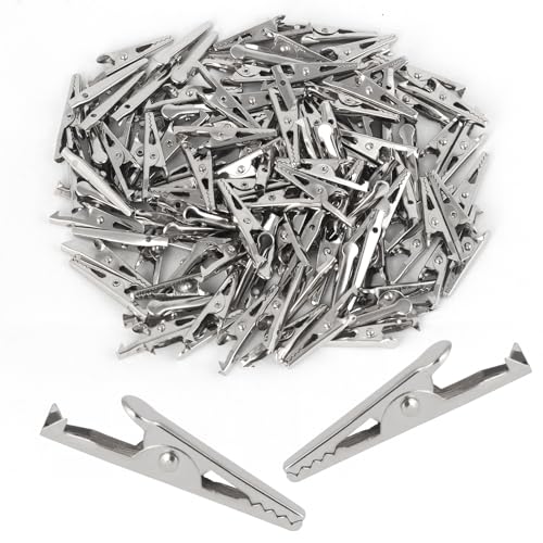 MetVot 100 Stück 35 mm Krokodilklemmen aus Metall Krokoklemmen zum Basteln Elektrische Testklemmen Abgreifklemmen von MetVot