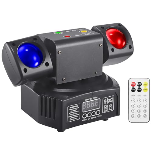 Mini-LED-Moving-Head-Effektlichter, Doppelkopf, RGB-Farbe 3535 Perlen, 10-W-Stroboskopperlen, DMX512-Signalsteuerung, Tonaktivierung von MetYonLaser