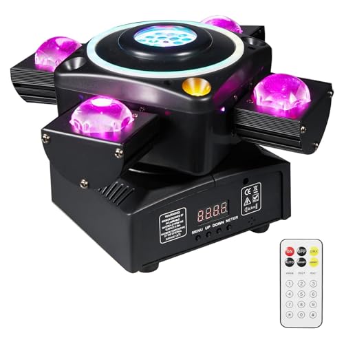 Moving Head Bühnenlicht, LED-DJ-Lichter mit DMX512-Controller, Soundaktivierung, 4 Stück 12 W RGBW-LED-Perlen, Dimmer-Stroboskopeffekt von MetYonLaser