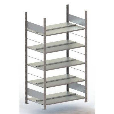 Büro-Grundregal Compact 1850 x 1000 x 600 RAL 7035 mit 5 Böden ohne Abdeckboden von Meta