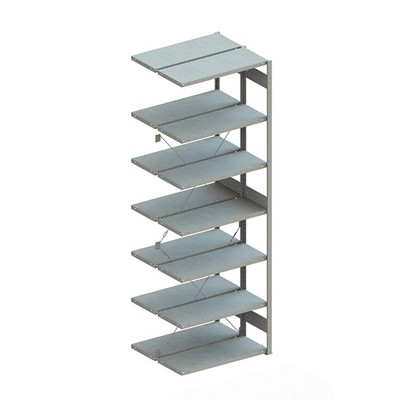 Doppel-Anbauregal CLIP 150 3000 x 1000 x 400 RAL 7035 kpl. mit 2 x 7 Böden von Meta