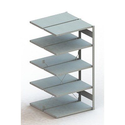 Doppel-Anbauregal CLIP 150 S3 2000 x 1000 x 500 RAL 7035 kpl. mit 2 x 5 Böden von Meta