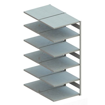 Doppel-Anbauregal CLIP 230 2500 x 1000 x 800 RAL 7035 kpl. mit 2 x 6 Böden von Meta