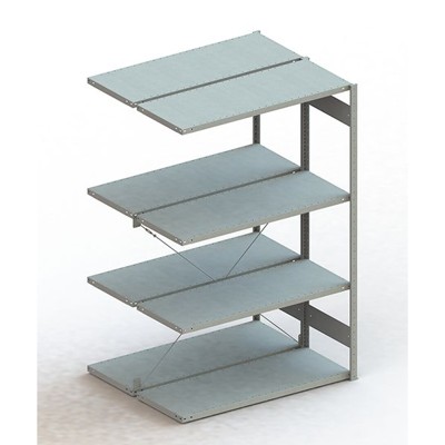 Doppel-Anbauregal CLIP 230 S3 2000 x 1300 x 500 RAL 7035 kpl. mit 2 x 4 Böden von Meta