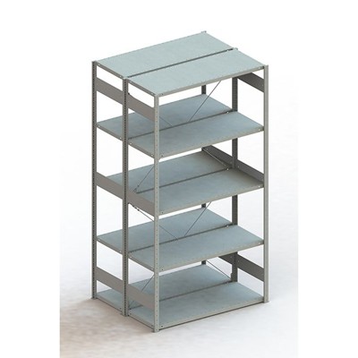 Doppel-Grundregal CLIP 230 S3 2500 x 1300 x 500 RAL 7035 kpl. mit 2 x 5 Böden von Meta