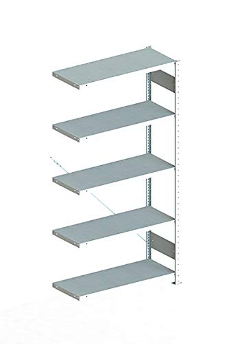 Meta Anbauregal - Zum Ausbau eines Lagerregales - 5 Böden - Farbe Silber - 200 x 100 cm - 40 cm tief von Meta