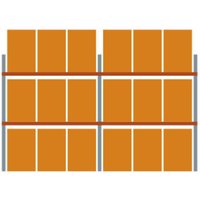 Meta Palettenkomplettregal Multipal Leicht 3300 x 5655 x 1100 mm bis 500 Kg verzinkt / rotorange 3 Ebenen von META