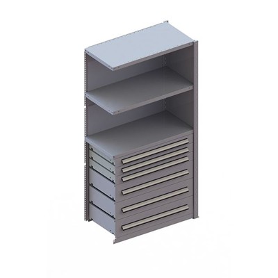 Schrankmod. 2000x1000x500 3Böd. 6Schub. An.f. St RAL 7035 Vollwandra. Sys.loch. von Meta