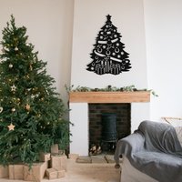 Baum Weihnachtsdekor, Frohe Weihnachten Metallschild, Wanddekor, Feiertagsdekor, Weihnachten, Weihnachtsgeschenk, Jubiläumsgeschenk, Wohnkultur von MetaWooArtDecor