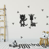 Bff Tiger & Giraffe, Kinderzimmer Wandkunst Tiere, Safari Tiere Silhouette, Metall Wandbehang Für Zimmer Dekoration von MetaWooArtDecor