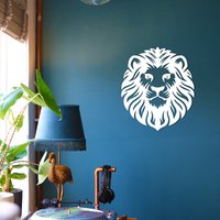 Löwenkopf Metall Wanddekor, Wandbehang, Wohnzimmer Wandkunst, Zeichen, Vatertagsgeschenk Für Ihn, Mann Höhle Wanddekoration von MetaWooArtDecor