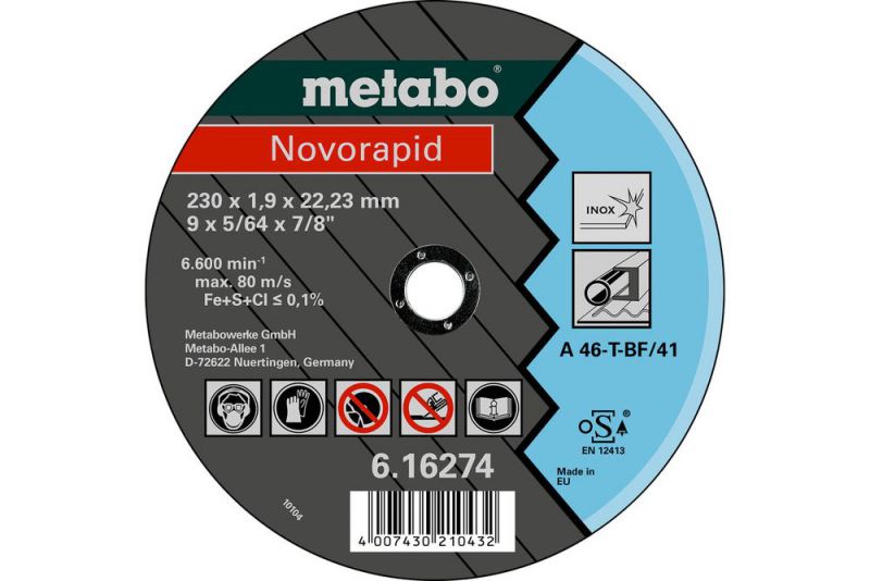 METABO Novorapid 230 x 1,9 x 22,23 mm, Inox, Trennscheibe, gerade Ausführung (616274000) von Metabo Zubehör