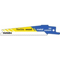5 Säbelsägeblätter flexible wood + metal 100 x 0,9 mm, BiM, 1.41-1.81 mm/ 14-18 tpi (628266000) - Metabo von Metabo