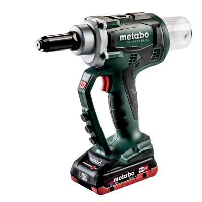 Akku-Blindnietpistole NP 18 LTX BL 5.0 (619002800), metaBOX 145 L, 18V 2x4Ah LiHD + ASC 55 von Metabo