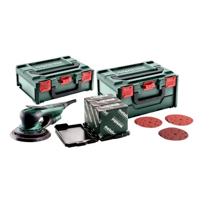 Exzenterschleifer SXE 150-5.0 BL Set (691039000), mit metaBOX Schleifmittel-Set "multi-hole", 150 mm, für Holz und Metall, metaBOX 215 von Metabo
