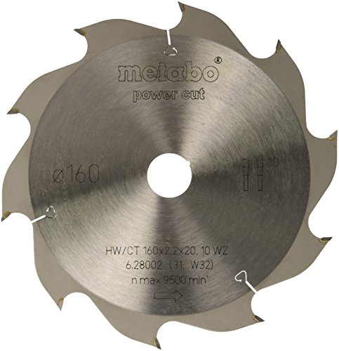 Metabo Sägeblatt "power cut wood - professional", 160x2,2/1,4x20, Z10 WZ 22° (628002000) Durchmesser x Schnittbreite x Bohrung: 160 x 2.2 x 20 mm, Material: HW/CT, Zähnezahl: 10 Metabo Sägeblatt "power cut wood - professional", 160x2,2/1,4x20, Z10 WZ 22° (628002000) Durchmesser x Schnittbreite x Bohrung: 160 x 2.2 x 20 mm, Material: HW/CT, Zähnezahl: 10 von metabo
