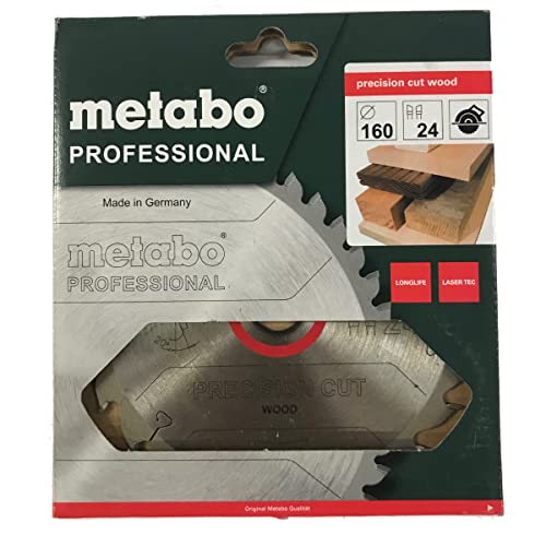 Metabo Sägeblatt "precision cut wood - professional", 160x2,2/1,4x20, Z24 WZ 20° (628031000) Durchmesser x Schnittbreite x Bohrung: 160 x 2.2 x 20 mm, Material: HW/CT, Zähnezahl: 24 von metabo