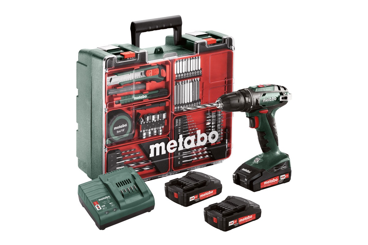 Metabo Akku-Bohrschrauber BS 18 Set (602207940) Mobile Werkstatt; Kunststoffkoffer; 18V 3x2Ah Li-Power + SC 30 von Metabo