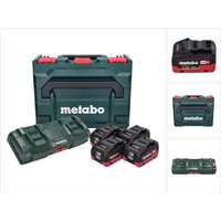 Metabo Basis Set 4x Li-Power Akkupack 18 V 10,0 Ah CAS Li-Ion Akku ( 685143590 ) + DUO Doppel Ladegerät ASC 145 + metaBOX von Metabo