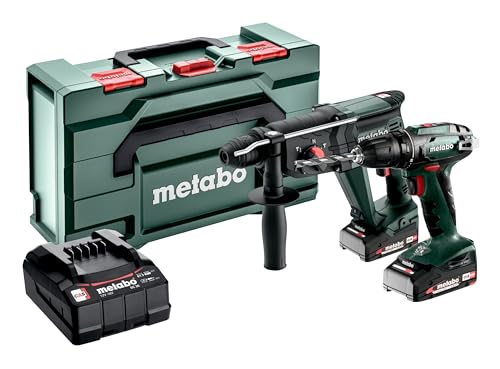metabo Akku-Combo Set 2.3.2-18 V - Bohrschrauber BS 18, Kombihammer KH 18 LTX 24 - Inkl. 2 x Akkupack 2.0 Ah, Ladegerät, metaBOX 165 L und Zubehör - Leistungsstark, Vielseitig, Kompakt von metabo