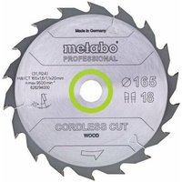 Metabo - Sägeblatt cordless cut wood - professional, 165x1,6/1,1x20 Z18 wz 20° (628294000) von Metabo