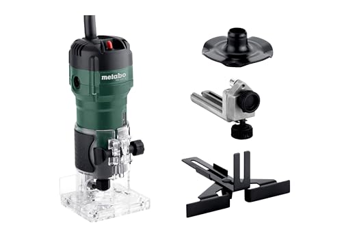 metabo Kantenfräse FM 500-6 - 500 W, 32.000 U/min - Kompakte Oberfräse für Holz mit 6 mm Spannzange - präzise Tiefeneinstellung - Fräse für Kanten, Profile, Nuten - Inkl. Zubehör & Führungshilfen von metabo