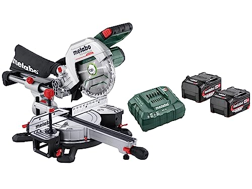 Metabo KGS 18 LTX BL 216 Akku-Kappsäge (18V 2x5.2Ah Li-Power, Ladegerät ASC 55, mit Zugfunktion, Klasse M, Säge, robuste Bausweise) 614216650 von metabo