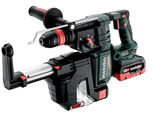 metabo Akku-Kombihammer KH 18 LTX BL 28 Q Set ISA - 18 V, 3 J Schlagenergie, 4470 /min Schlagzahl - Staubabsaugung, SDS-Plus, Bürstenlos - 2 x LiHD Akkupack 5.5 Ah, Ladegerät und metaBOX 185 XL von metabo