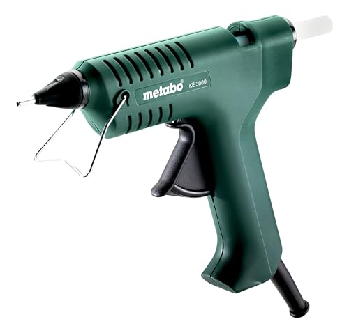 metabo Klebepistole KE 3000-200 °C, 11 mm Klebestick-Ø, 18g/min Klebeleistung - Anti-Tropf-Düse, PTC-Heizelement - Für Holz, Kunststoff, Glas, Keramik, Metall, Leder, Textilien und Reparaturen von metabo