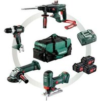 Metabo - Kombo Set 4.3 Akku-Schlagbohrschrauber + Akku-Winkelschleifer + Akku-Kombihammer + Akku-Stich von Metabo