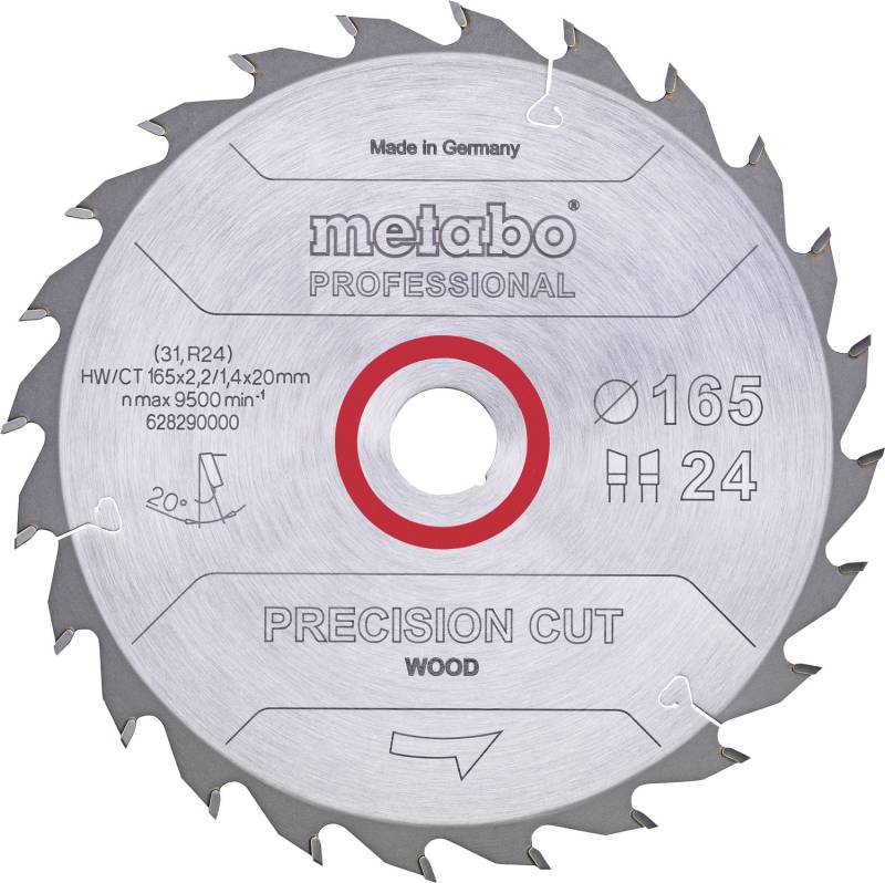 Metabo Precision Cut Wood 628290000 Kreissägeblatt 165x20x1.4mm Zähne: 24 B-Ware von Metabo